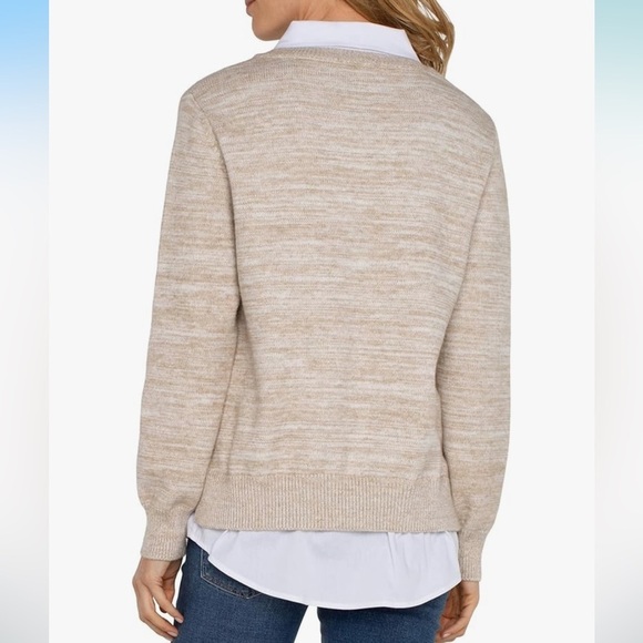 Liverpool Los Angeles Two-Fer Collared Sweater Mélange Sweater Yarn - Picture 2 of 4